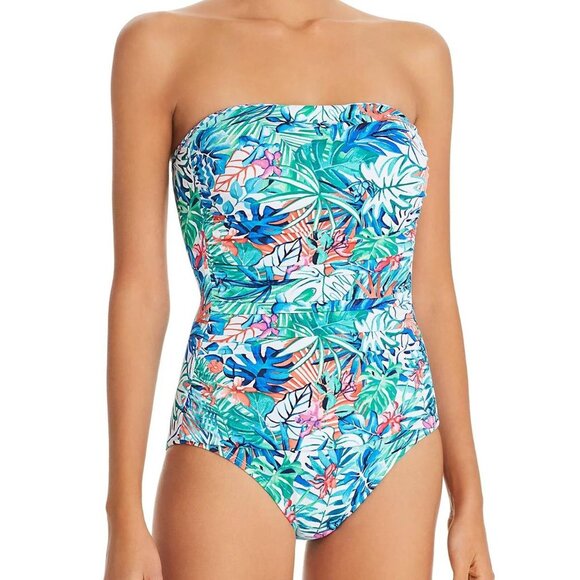 Tommy Bahama Other - Tommy Bahama Palm Party Shirred Bandeau One Piece Swimsuit size 12